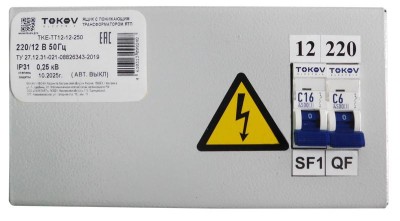 Ящик с понижающим трансформатором ЯТП 0.25 230/36 (2 авт. выкл.) IP31 TOKOV ELECTRIC TKE-TT12-36-250