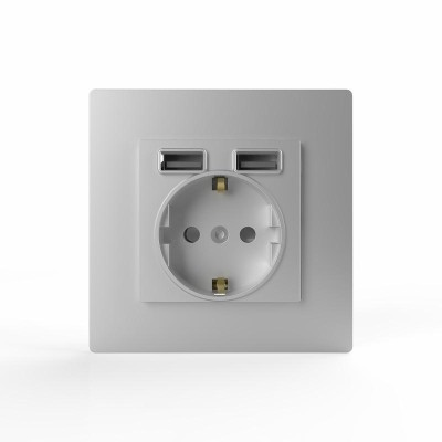 Розетка 1-м СП Pixel IP20 с заземл. с 2-мя заряд. устр. USB тип A+A механизм айс TOKOV ELECTRIC TKE-PX-R1U2A-C34