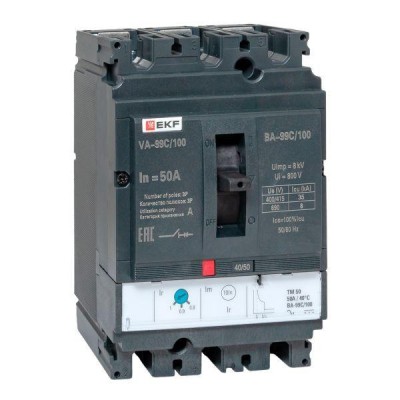 Выключатель автоматический 3п 100/50А 36кА ВА-99C Compact NS PROxima EKF mccb99C-100-50 Выключатель автоматический 3п 100/50А 36кА ВА-99C Compact NS PROxima EKF mccb99C-100-50