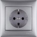 Розетка 1-м СП Valena 16А IP21 230/250В 2P+E с заземл. защ. шторки на винтах механизм алюм. Leg 770121