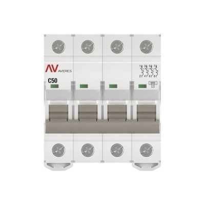 Выключатель автоматический модульный 4п C 50А 6кА AV-6 AVERES EKF mcb6-4-50C-av