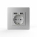 Розетка 1-м СП Pixel с заземл. с 2-мя заряд. устр. USB тип A+A механизм алюм. TOKOV ELECTRIC TKE-PX-R1U2A-C03