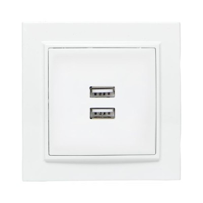 Розетка USB 2-м СП Минск 2.1А бел. EKF ERR-2USB-100