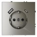 Розетка 1-м СП S70 16А с USB A+С с заземл. защ. шторки механизм шелк Voltum VLS040504
