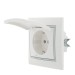 Розетка 1-м СП Mira 16А IP20 с заземл. с защ. крышкой с сер. вставкой керамика бел. LEZARD 701-0215-123