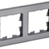 Рамка 2-м BRITE РУ-2-2-БрСе стекло сер. IEK BR-M22-G-K03