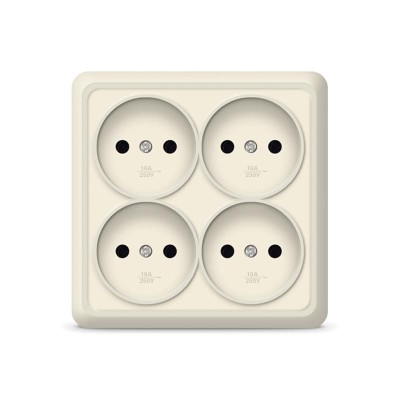 Розетка 4-м ОП Олимп 16А IP20 квадрат. без заземл. сл. кость UNIVersal 1170