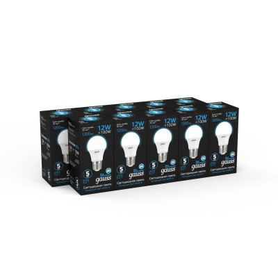Лампа светодиодная Black 12Вт A60 грушевидная 6500К холод. бел. E27 1200лм GAUSS 102502312