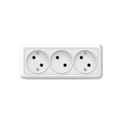 Розетка 3-м ОП Олимп 16А IP20 без заземл. бел. UNIVersal 1160