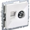 Розетка компьютерная + телевизионная 2-м Brite РТВ/РК12-БрБ RJ45 кат.5E + TV механизм бел. IEK BR-AK20-1-K01