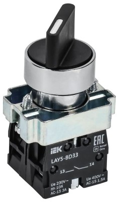 Переключатель LAY5-BD33 на 3 полож. 2НО черн. I-O-II станд. ручка KARAT IEK BSW60-BD-3-K02