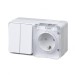 Блок ОП AtlasDesign PROFI IP54 (розетка 1-м 16А заземл. защ. шторки + 2-кл. выключатель 10А) бел. SE ATN540174
