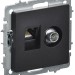 Розетка компьютерная + телевизионная 2-м Brite РТВ/РК12-БрЧ RJ45 кат.5E + TV механизм черн. IEK BR-AK20-1-K02