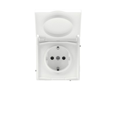 Розетка силовая KANT IP44 2P+E защ. шторки с крышкой бел. магнолия DKC 7000013