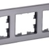 Рамка 3-м BRITE РУ-3-2-БрСе стекло сер. IEK BR-M32-G-K03