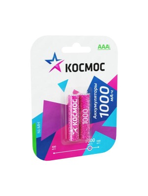Аккумулятор AAA/R03 1000мА.ч NI-MN BP-2 (блист.2шт) КОСМОС KOCR03NIMH(1000MAH) Аккумулятор AAA/R03 1000мА.ч NI-MN BP-2 (блист.2шт) КОСМОС KOCR03NIMH(1000MAH)