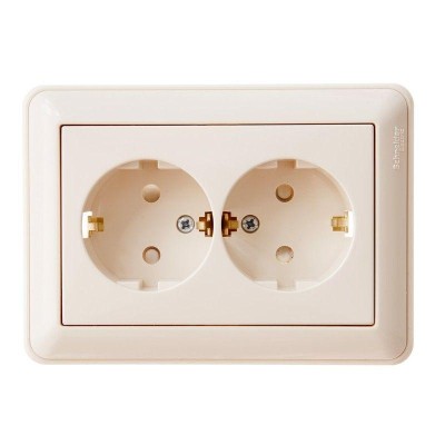 Розетка 2-м СП W59 16А IP20 с заземл. защ. шторки в сборе сл. кость SE RS16-255-28 Розетка 2-м СП W59 16А IP20 с заземл. защ. шторки в сборе сл. кость SE RS16-255-28