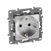 Розетка 1-м СП Etika 16А IP31 250В 2P+E с заземл. защ. шторки немецк. стандарт винтов. клеммы механизм алюм. IEK 672422