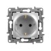 Розетка 1-м СП Etika 16А IP31 250В 2P+E с заземл. защ. шторки немецк. стандарт винтов. клеммы механизм алюм. IEK 672422