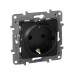 Розетка 1-м СП Etika 16А IP31 250В 2P+E с заземл. защ. шторки немецк. стандарт винтов. клеммы механизм антрацит IEK 672622