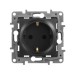 Розетка 1-м СП Etika 16А IP31 250В 2P+E с заземл. защ. шторки немецк. стандарт винтов. клеммы механизм антрацит IEK 672622