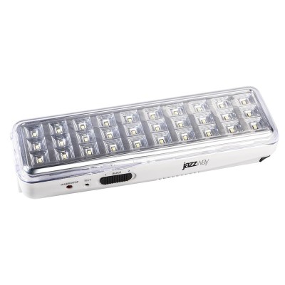 Фонарь-светильник аккумуляторный Accu9-L30-wh аварийный 30SMD яркий 300лм 2ч/эконом 90лм 6ч 220В аккум. Li-ion 3.7В 1.2А.ч бел. JazzWay 5024533