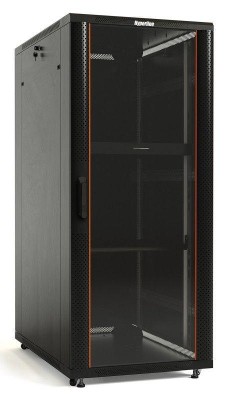 Шкаф напольный TTB-4268-AS 19дюйм 42U 2055х600х800мм передн. стеклян. дверь со стальными перфорир. боковинами; задн. дверь сплошная ручка с замком крыша нового типа RAL 9004 черн. Hyperline 392682