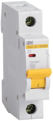Выключатель автоматический модульный 1п C 1А 4.5кА ВА47-29 KARAT IEK MVA20-1-001-C Выключатель автоматический модульный 1п C 1А 4.5кА ВА47-29 KARAT IEK MVA20-1-001-C
