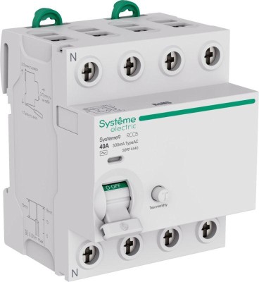 Выключатель дифференциального тока 4п 40А 300мА тип AC Systeme9 400В SE S9R14440