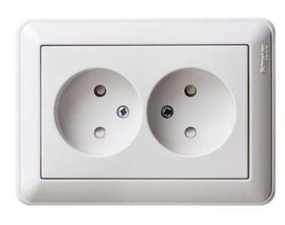 Розетка 2-м СП W59 16А IP20 без заземл. защ. шторки бел. SE RS16-254-18 Розетка 2-м СП W59 16А IP20 без заземл. защ. шторки бел. SE RS16-254-18