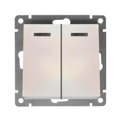 Выключатель 2-кл. СП Афина 10А IP20 с подсветкой механизм жемчуж. Universal A0123-OBr