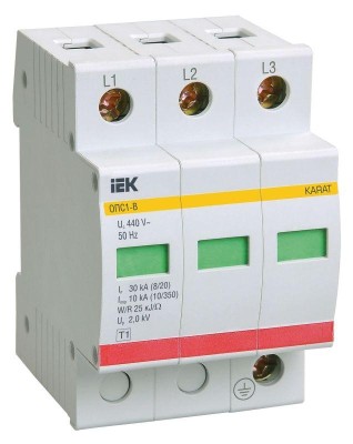 Ограничитель перенапряжения ОПС1-B 3P KARAT IEK MOP20-3-B