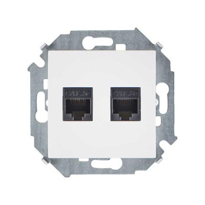 Розетка компьютерная 2-м Simon 15 RJ45 кат.5E AMP механизм бел. Simon 1591552-030