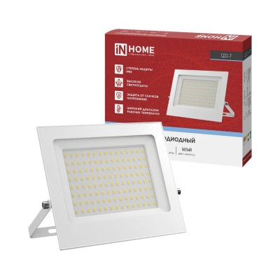 Прожектор светодиодный СДО-7 100Вт 6500К IP65 230В бел. IN HOME 4690612064307