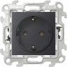 Розетка 1-м СП Simon 24 16А IP20 2P+E Push&amp;Go без защ. шторок механизм графит Simon 2420434-038