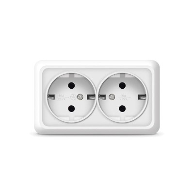 Розетка 2-м ОП Олимп 16А IP20 с заземл. бел. UNIVersal О0128 Розетка 2-м ОП Олимп 16А IP20 с заземл. бел. UNIVersal О0128