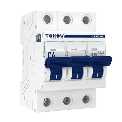 Выключатель автоматический модульный 3п C 4А 4.5кА PRIZMA TOKOV ELECTRIC TKE-PZ45-MCBI-3-4-C