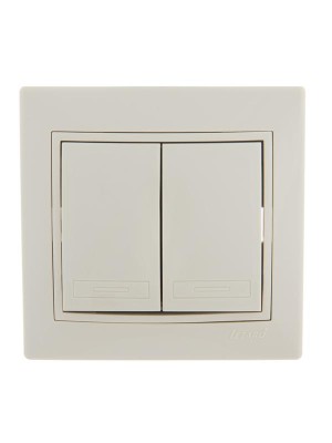 Выключатель 2-кл. СП Mira 10А IP20 со вставкой крем. LEZARD 701-0303-101
