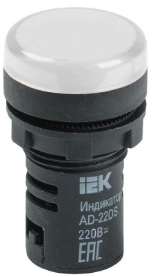 Лампа светосигнальная AD22DS d22мм 230В AC бел. IEK BLS10-ADDS-230-K01 Лампа светосигнальная AD22DS d22мм 230В AC бел. IEK BLS10-ADDS-230-K01