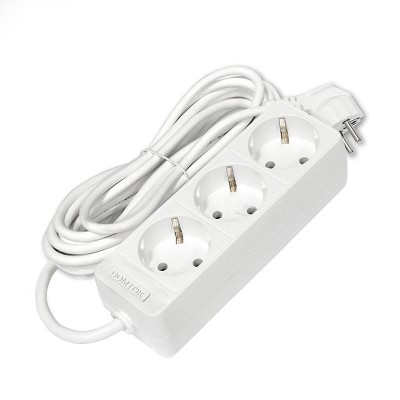 Удлинитель 3х5м с заземл. 10А IP20 2.2кВт ПВС 3х0.75 бел. DOMTOK 2376