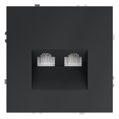 Розетка компьютерная 2-м СП S70 RJ45 + RJ45 кат.6 механизм графит Voltum VLS060207