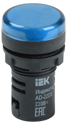 Лампа светосигнальная AD22DS d22мм 230В AC син. IEK BLS10-ADDS-230-K07 Лампа светосигнальная AD22DS d22мм 230В AC син. IEK BLS10-ADDS-230-K07