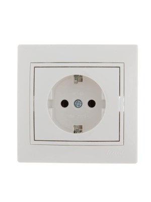 Розетка 1-м СП Mira 16А IP20 с заземл. с бел. вставкой керамика бел. LEZARD 701-0202-122
