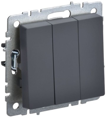 Выключатель 3-кл. СП BRITE ВС10-3-0-БрГ 10А механизм графит IEK BR-V30-0-10-K53 Выключатель 3-кл. СП BRITE ВС10-3-0-БрГ 10А механизм графит IEK BR-V30-0-10-K53