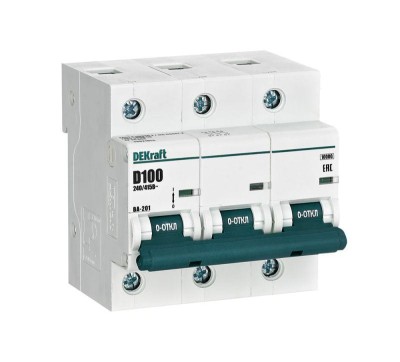 Выключатель автоматический модульный 3п D 100А 10кА ВА-201 DEKraft 13021DEK Выключатель автоматический модульный 3п D 100А 10кА ВА-201 DEKraft 13021DEK