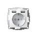 Розетка 1-м СП AtlasDesign 16А IP20 с 2-мя заряд. устройствами USB тип A+A 5В/2.4А 2х5В/1.2А механизм бел. SE ATN000130