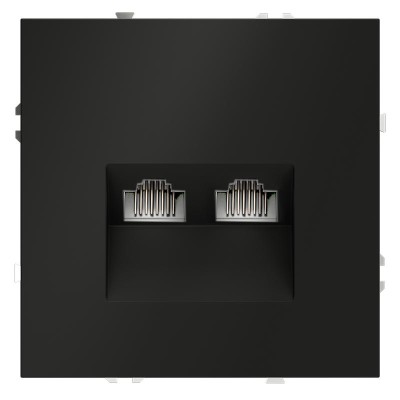 Розетка компьютерная 2-м СП S70 RJ45 + RJ45 кат.6 механизм черн. матов. Voltum VLS060208