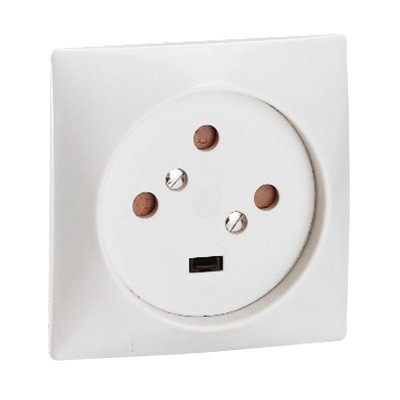Розетка 1-м СП 20А IP20 3P+E 380Вт на винтах сл. кость Leg 055425 Розетка 1-м СП 20А IP20 3P+E 380Вт на винтах сл. кость Leg 055425