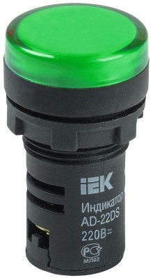 Лампа светосигнальная AD22DS d22мм 230В AC зел. IEK BLS10-ADDS-230-K06 Лампа светосигнальная AD22DS d22мм 230В AC зел. IEK BLS10-ADDS-230-K06