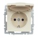 Розетка BRITE РСбш10-3-44-БрКр 16А IP44 с заземл. защ. шторки с крышкой механизм беж. IEK BR-R16-16-44-K10